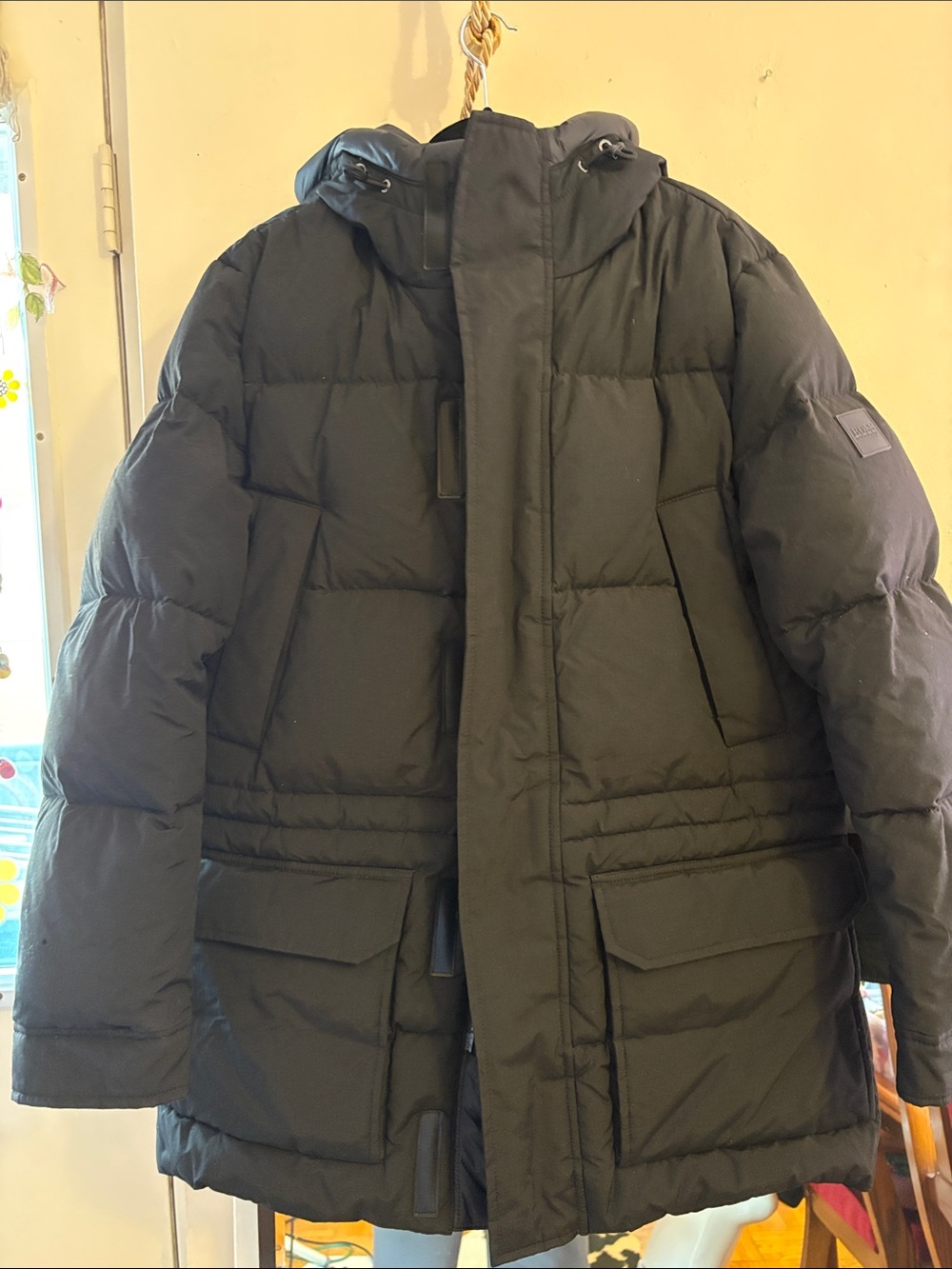 Hugo Boss Black Quilted Puffer Parka with Hood